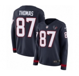 Women's Nike Houston Texans #87 Demaryius Thomas Limited Navy Blue Therma Long Sleeve NFL Jersey