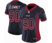 Women's Nike Houston Texans #90 Jadeveon Clowney Limited Navy Blue Rush Drift Fashion NFL Jersey