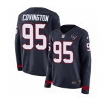 Women's Nike Houston Texans #95 Christian Covington Limited Navy Blue Therma Long Sleeve NFL Jersey