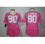 nike women nfl jerseys houston texans #80 a.johnson pink[breast cancer awareness]