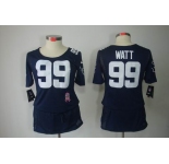 nike women nfl jerseys houston texans #99 watt blue[breast cancer awareness]
