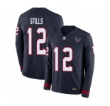 Youth Houston Texans #12 Kenny Stills Limited Navy Blue Therma Long Sleeve Football Jersey