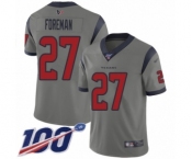 Youth Houston Texans #27 D'Onta Foreman Limited Gray Inverted Legend 100th Season Football Jersey