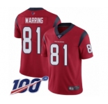 Youth Houston Texans #81 Kahale Warring Red Alternate Vapor Untouchable Limited Player 100th Season Football Jersey