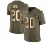 Youth Nike Houston Texans #20 Justin Reid Limited Olive Gold 2017 Salute to Service NFL Jersey