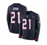 Youth Nike Houston Texans #21 Tyler Ervin Limited Navy Blue Therma Long Sleeve NFL Jersey
