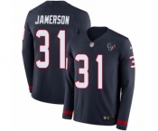 Youth Nike Houston Texans #31 Natrell Jamerson Limited Navy Blue Therma Long Sleeve NFL Jersey