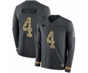 Youth Nike Houston Texans #4 Deshaun Watson Limited Black Salute to Service Therma Long Sleeve NFL Jersey