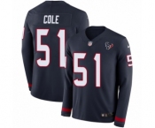 Youth Nike Houston Texans #51 Dylan Cole Limited Navy Blue Therma Long Sleeve NFL Jersey