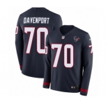 Youth Nike Houston Texans #70 Julien Davenport Limited Navy Blue Therma Long Sleeve NFL Jersey