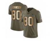 Youth Nike Houston Texans #80 Andre Johnson Limited Olive Gold 2017 Salute to Service NFL Jersey