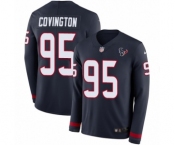 Youth Nike Houston Texans #95 Christian Covington Limited Navy Blue Therma Long Sleeve NFL Jersey
