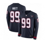 Youth Nike Houston Texans #99 J.J. Watt Limited Navy Blue Therma Long Sleeve NFL Jersey