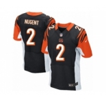 Men's Nike Cincinnati Bengals #2 Mike Nugent Elite Black Team Color NFL Jersey