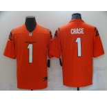 Cincinnati Bengals #1 Chase Orange Color 2021 NFL Draft Vapor Limited Jersey