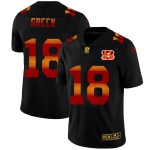 Cincinnati Bengals #18 A.J. Green Men's Black Nike Red Orange Stripe Vapor Limited NFL Jersey