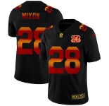 Cincinnati Bengals #28 Joe Mixon Men's Black Nike Red Orange Stripe Vapor Limited NFL Jersey