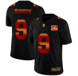 Cincinnati Bengals #9 Joe Burrow Men's Black Nike Red Orange Stripe Vapor Limited NFL Jersey