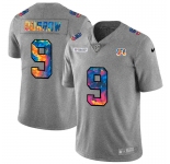 Cincinnati Bengals #9 Joe Burrow Men's Nike Multi-Color 2020 NFL Crucial Catch NFL Jersey Greyheather