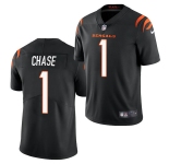 Men Cincinnati Bengals #1 Ja'Marr Chase Black Vapor Untouchable Limited Stitched Jersey