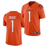 Men Cincinnati Bengals #1 Ja'Marr Chase Orange Vapor Untouchable Limited Stitched Jersey