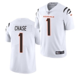 Men Cincinnati Bengals #1 Ja'Marr Chase White Vapor Untouchable Limited Stitched Jersey