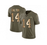 Men Nike Cincinnati Bengals #14 Andy Dalton Limited Olive Gold 2017 Salute to Service NFL Jersey