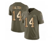 Men Nike Cincinnati Bengals #14 Andy Dalton Limited Olive Gold 2017 Salute to Service NFL Jersey