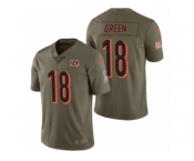 Men Nike Cincinnati Bengals #18 A.J. Green Olive 2017 Salute to Service Limited Jerseys