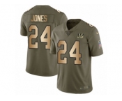 Men Nike Cincinnati Bengals #24 Adam Jones Limited Olive Gold 2017 Salute to Service NFL Jersey