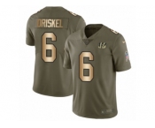 Men Nike Cincinnati Bengals #6 Jeff Driskel Limited Olive Gold 2017 Salute to Service NFL Jersey