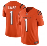 Men's Cincinnati Bengals #1 Ja'Marr Chase Orange 2023 F.U.S.E. Vapor Untouchable Limited Stitched Jersey