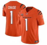 Men's Cincinnati Bengals #1 Ja'Marr Chase Orange 2025 F.U.S.E. With 1-Star C Patch Vapor Untouchable Limited Stitched Football Jersey