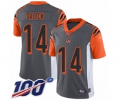 Men's Cincinnati Bengals #14 Andy Dalton Limited Silver Inverted Legend 100th Season Football Jersey