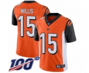 Men's Cincinnati Bengals #15 Damion Willis Orange Alternate Vapor Untouchable Limited Player 100th Season Football Jersey