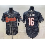 Men's Cincinnati Bengals #16 Joe Flacco Grey Camo With Patch Cool Base Stitched Baseball Jersey