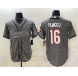 Men's Cincinnati Bengals #16 Joe Flacco Grey With Patch Cool Base Stitched Baseball Jersey