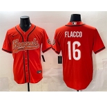 Men's Cincinnati Bengals #16 Joe Flacco Orange With Patch Cool Base Stitched Baseball Jersey