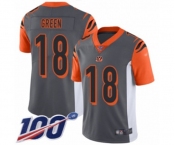 Men's Cincinnati Bengals #18 A.J. Green Limited Silver Inverted Legend 100th Season Football Jersey