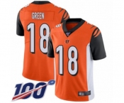 Men's Cincinnati Bengals #18 A.J. Green Orange Alternate Vapor Untouchable Limited Player 100th Season Football Jersey