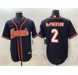 Men's Cincinnati Bengals #2 Evan McPherson Black With Patch Cool Base Stitched Baseball Jersey