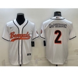 Men's Cincinnati Bengals #2 Evan McPherson White With Patch Cool Base Stitched Baseball Jersey