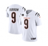 Men's Cincinnati Bengals 2022 #9 Joe Burrow White With 3-star C Patch Vapor Limited Stitched NFL Jersey