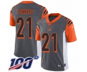 Men's Cincinnati Bengals #21 Darqueze Dennard Limited Silver Inverted Legend 100th Season Football Jersey