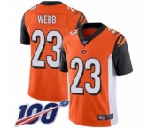 Men's Cincinnati Bengals #23 B.W. Webb Orange Alternate Vapor Untouchable Limited Player 100th Season Football Jersey