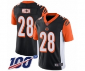 Men's Cincinnati Bengals #28 Joe Mixon Black Team Color Vapor Untouchable Limited Player 100th Season Football Jersey