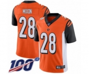 Men's Cincinnati Bengals #28 Joe Mixon Orange Alternate Vapor Untouchable Limited Player 100th Season Football Jersey