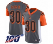 Men's Cincinnati Bengals #30 Jessie Bates III Limited Silver Inverted Legend 100th Season Football Jersey