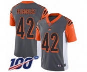 Men's Cincinnati Bengals #42 Clayton Fejedelem Limited Silver Inverted Legend 100th Season Football Jersey