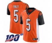 Men's Cincinnati Bengals #5 Ryan Finley Orange Alternate Vapor Untouchable Limited Player 100th Season Football Jersey